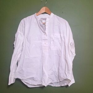 Everlane White Collarless Popover Shirt – Size 8